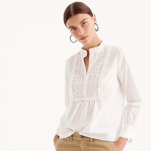 J. Crew Tops - J.Crew Lace Bib Popover Shirt